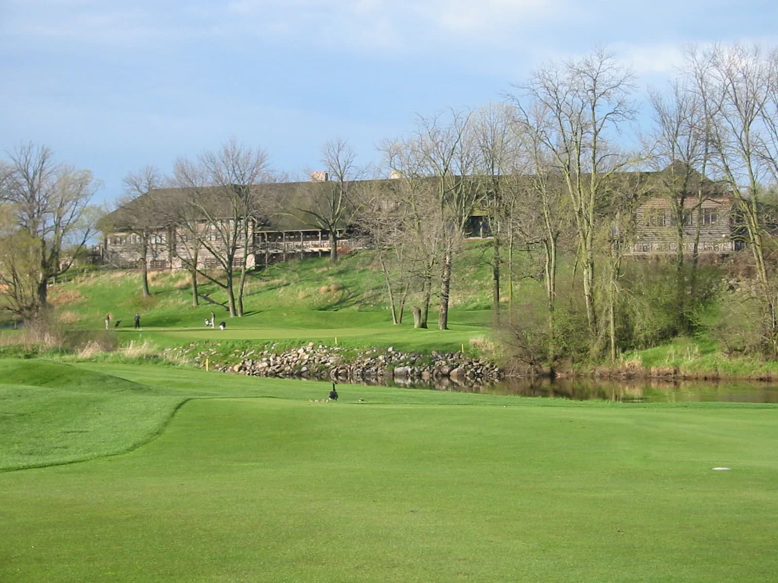 18th fairway and green finish on the Meadow Valleys course at Blackwolf Run, Kohler, Wisconsin (photographed 2005).